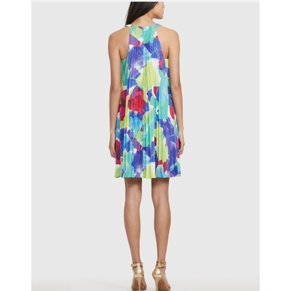 NWT‎ Lauren Ralph Lauren Sporty Abstract Dress 12 Lined Womens Printed Pleated